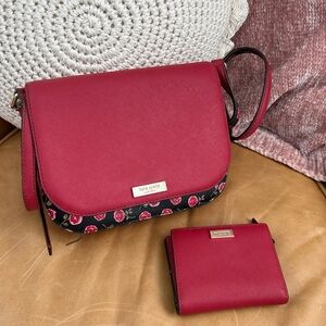 Red Rose Leather Kate Spade Handbag